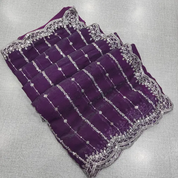 Trending Fendy Silk Saree With Complete Zari and Sequence Work  | SR179